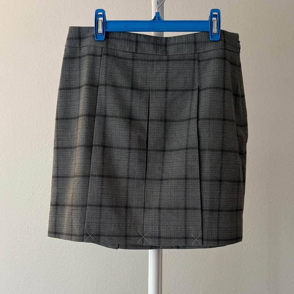 LOFT Charcoal Checkered Mini Skirt